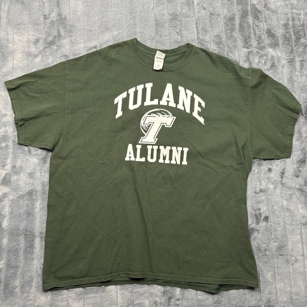 Gildan Tulane Alumni T Shirt Mens 2XL Green Cotton Short Sleeve University Tee